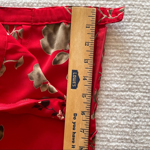 SAG HARBOR Vintage Red Trumpet Asymmetric Seam Midi Floral Side Zipper Size 8P - Picture 8 of 11